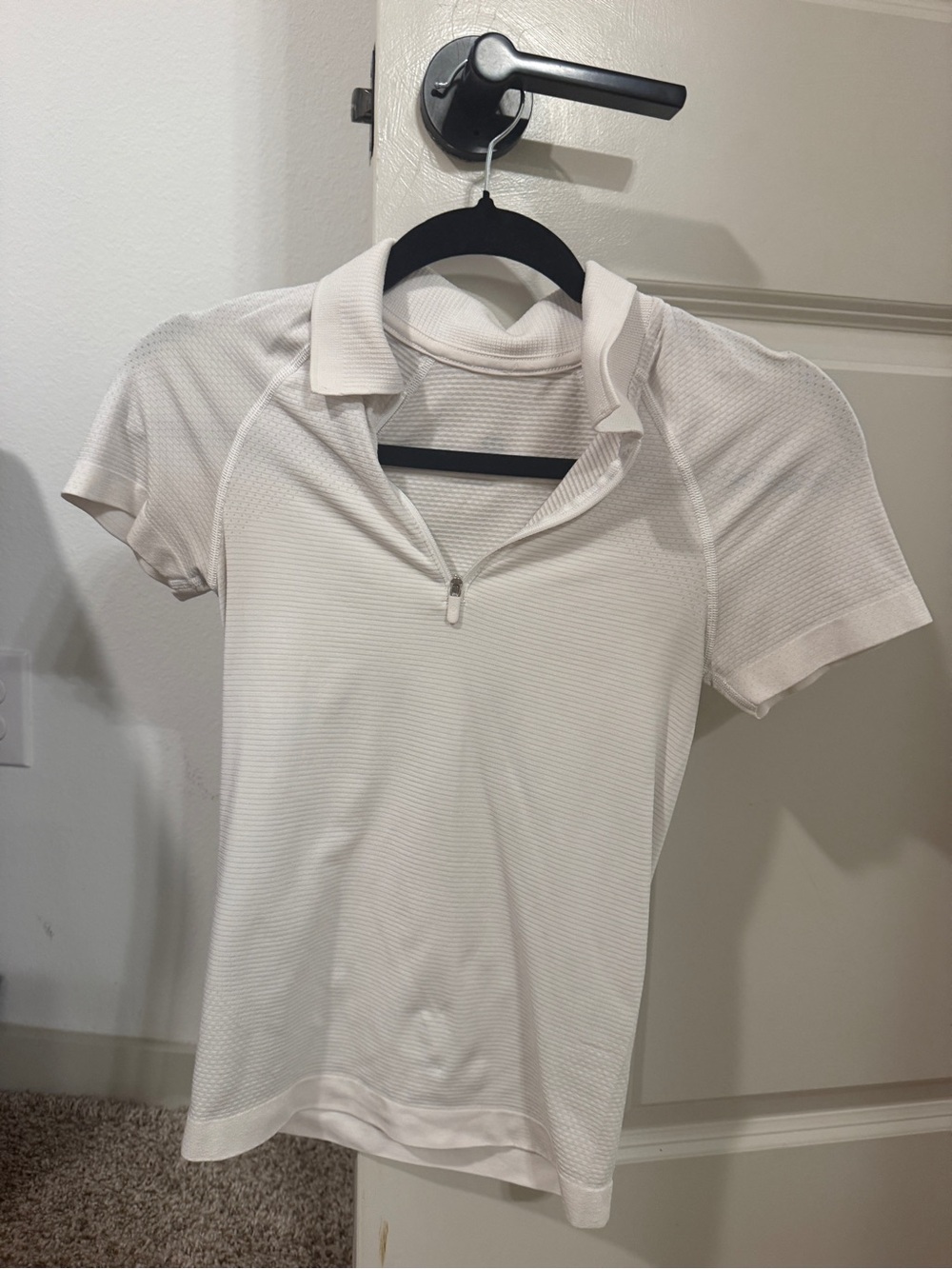 Women’s Short Sleeve Zip Polo Top - White